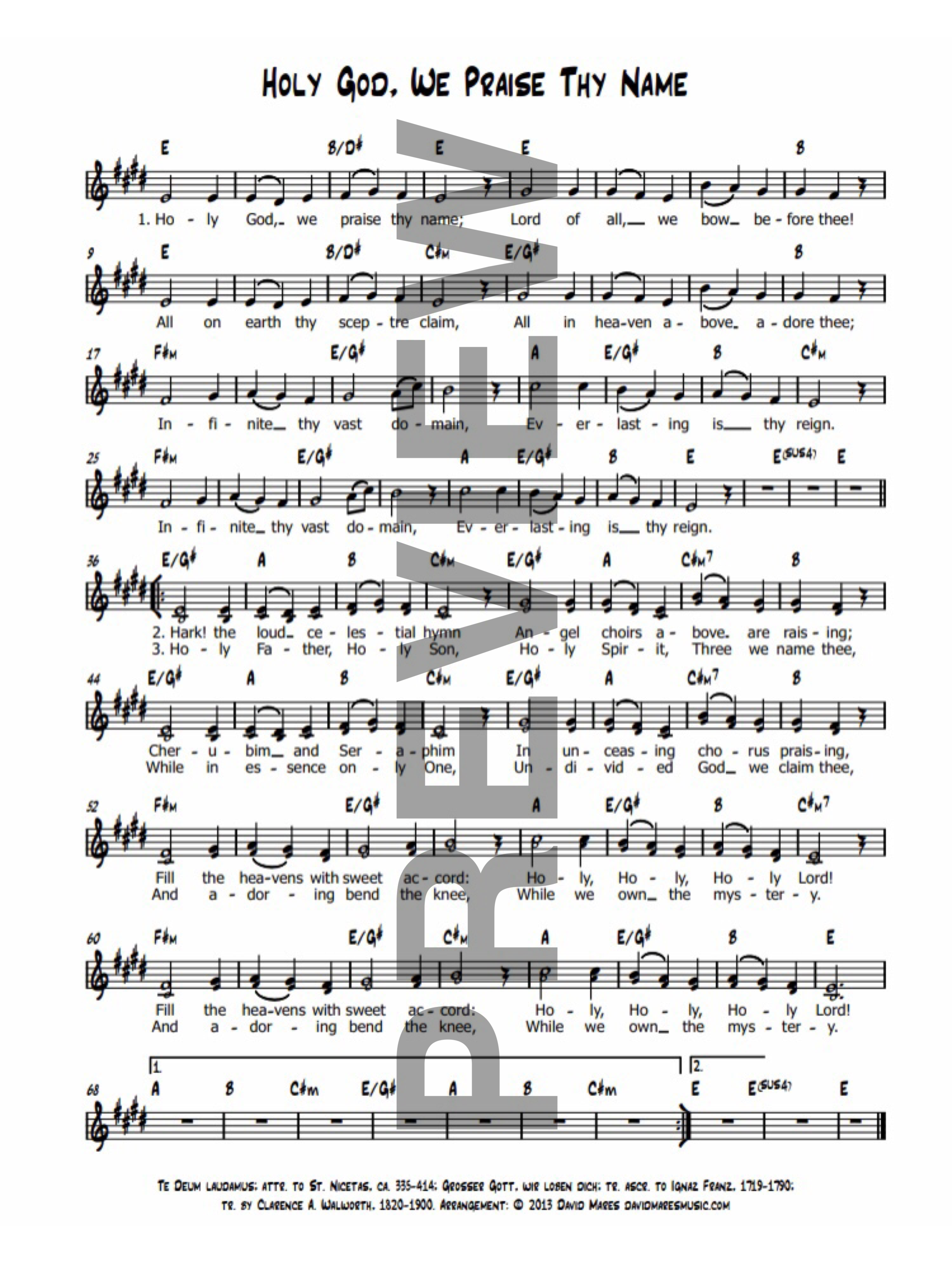Holy God, We Praise Thy Name Sheet Music