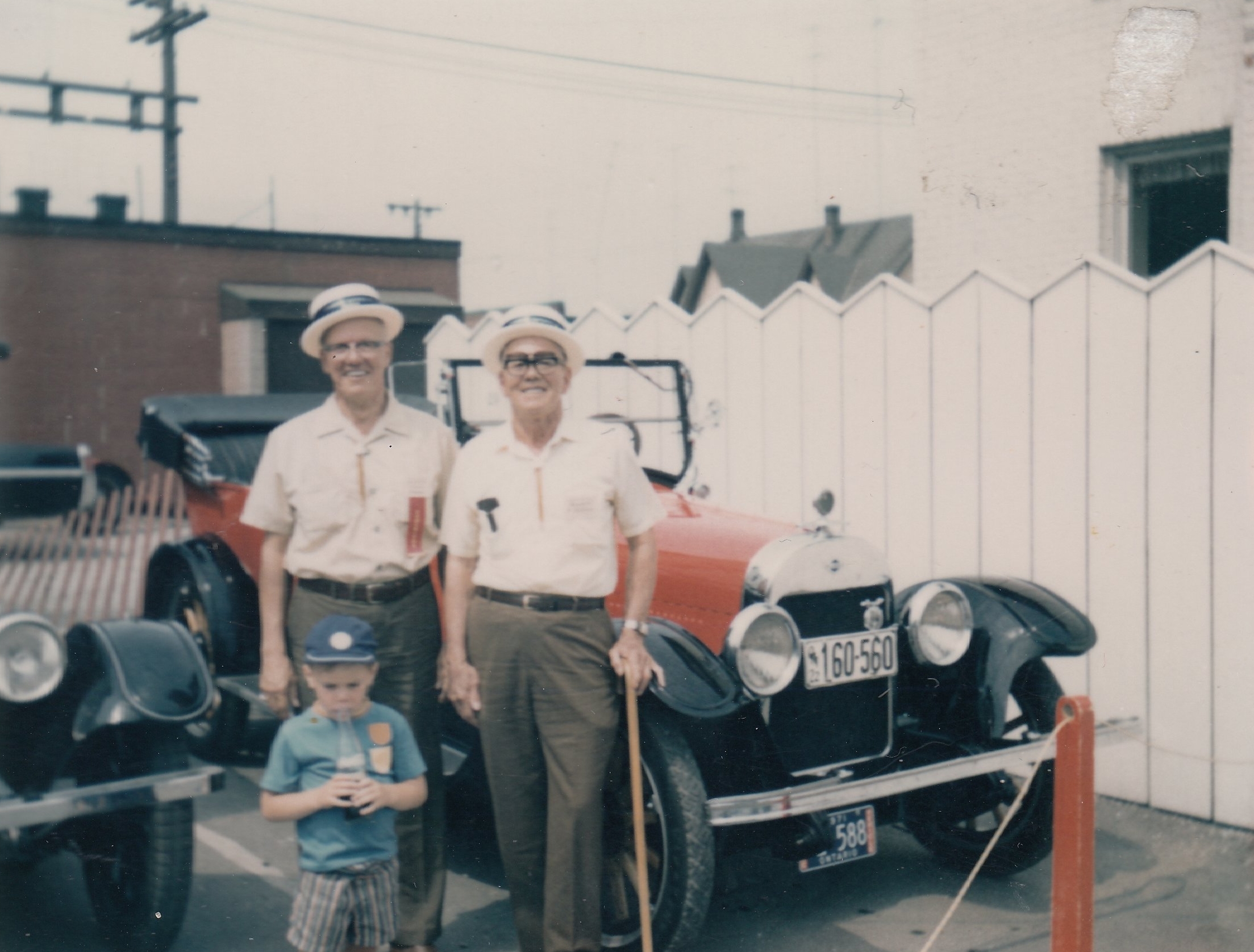 Tom and George Russell with their 1924 McLaughlin Buick, Oshawa, Ontario 1971