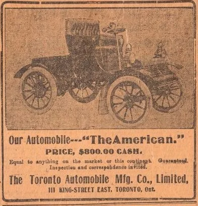 Toronto Automobile Co. advertisement, Toronto World, June 11, 1904. Collection of the Canadian Automotive Museum.