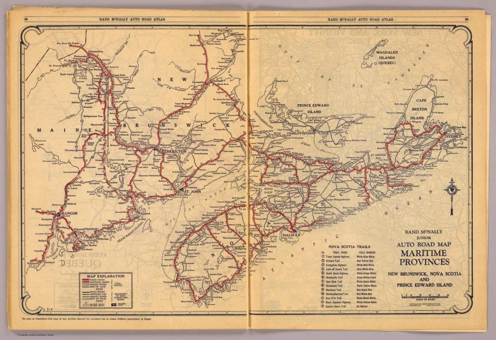 Road map of Nova Scotia, 1927. Rand McNally and Co. David Rumsey Map Collection, Cartography Associates.