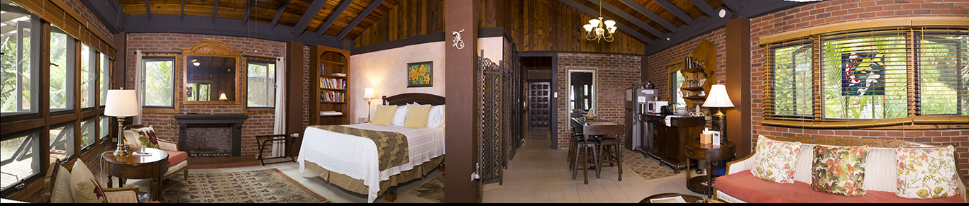 A panorama of the Rainforest Inn's two-bedroom Villa.