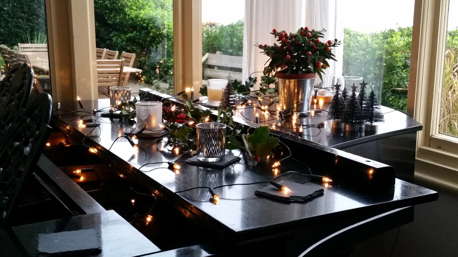 Festively decorated living room