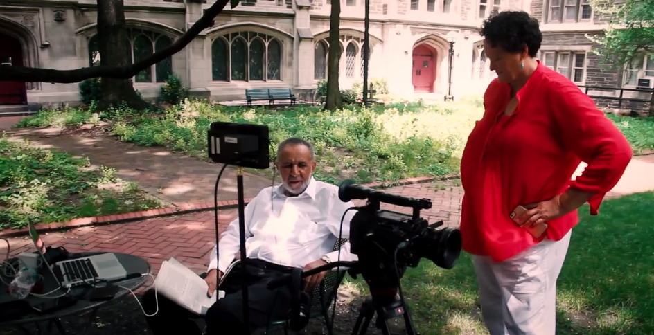 Gil and Marilyn on a film location for the documentary FROM SELMA TO STONEWALL.