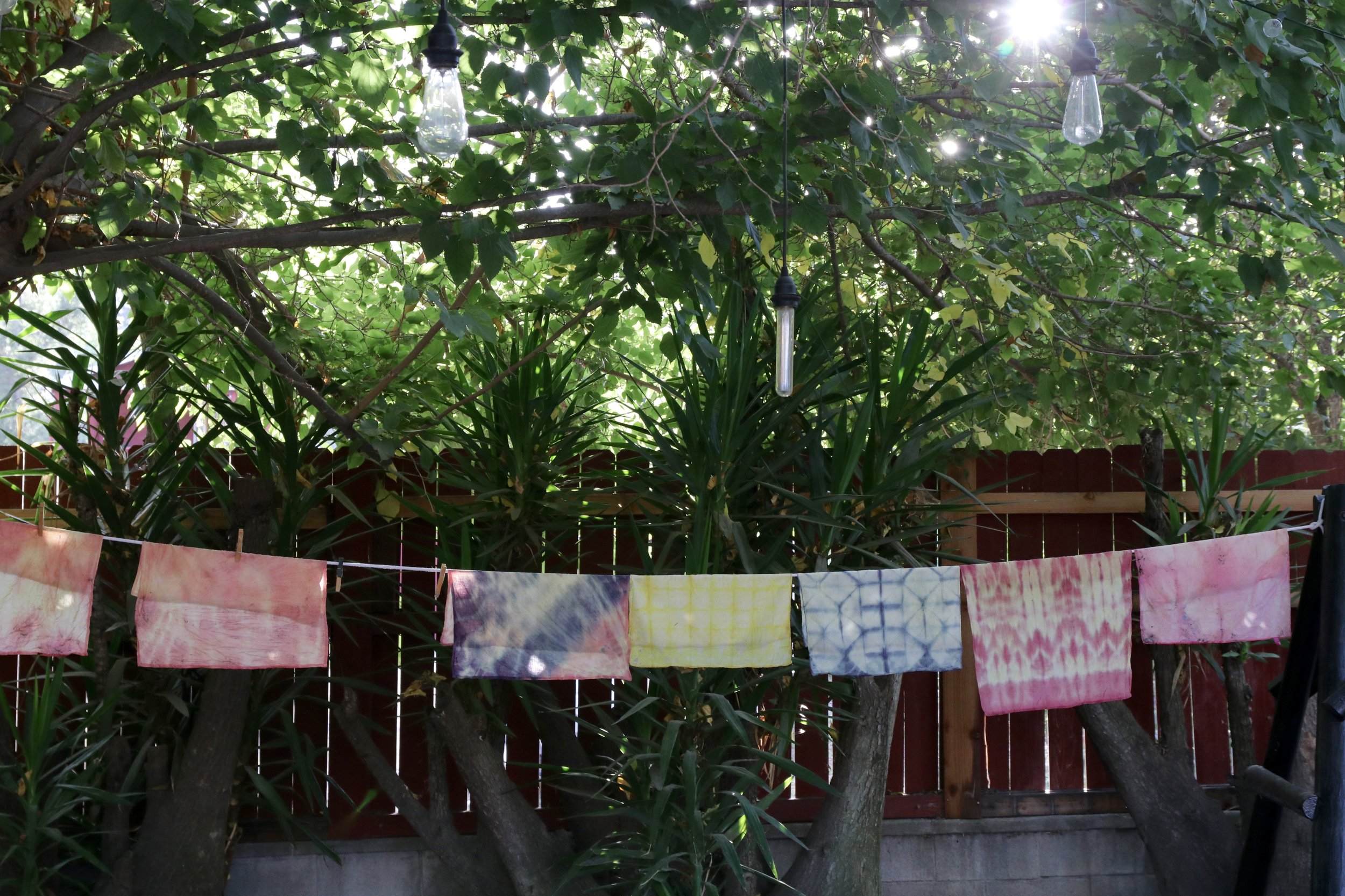 Final project: simple shibori-style handkerchiefs.