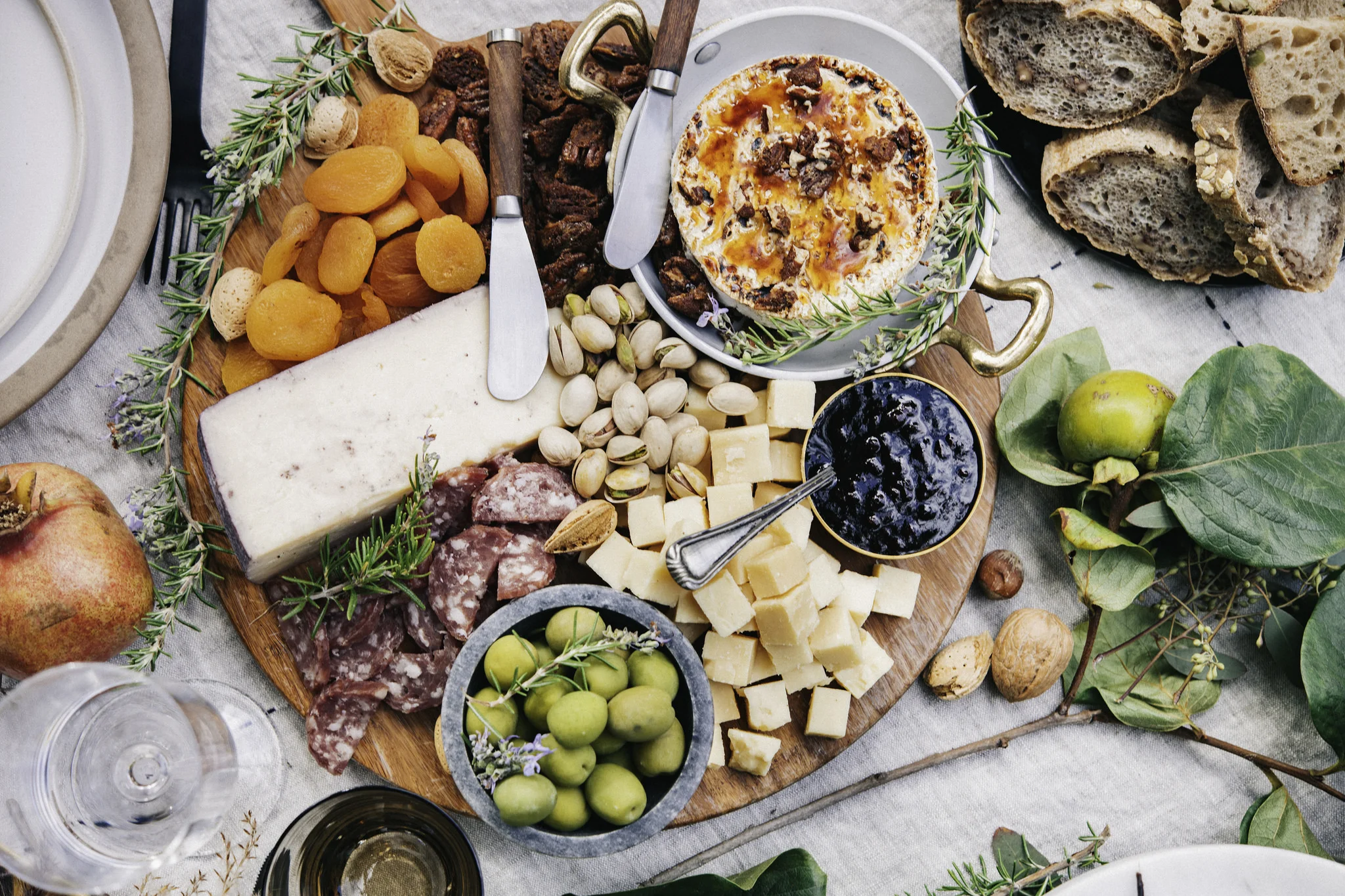 Becky of Baking The Goods put together an amazing array of flavors and textures (brie brûlée included) for this grazing board. Photo: Silas Fallstich.
