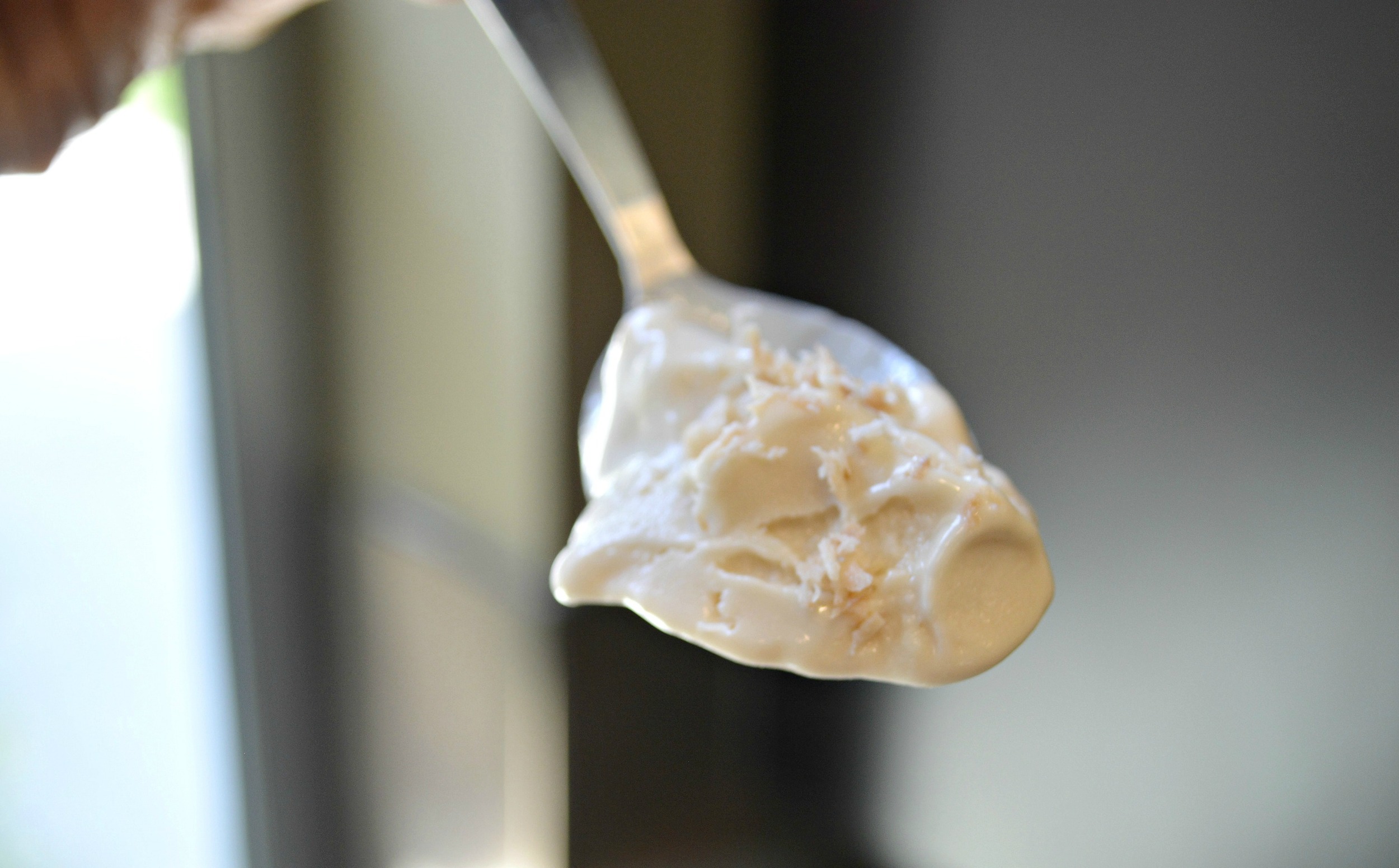 A delicious spoonful of toasted coconut!