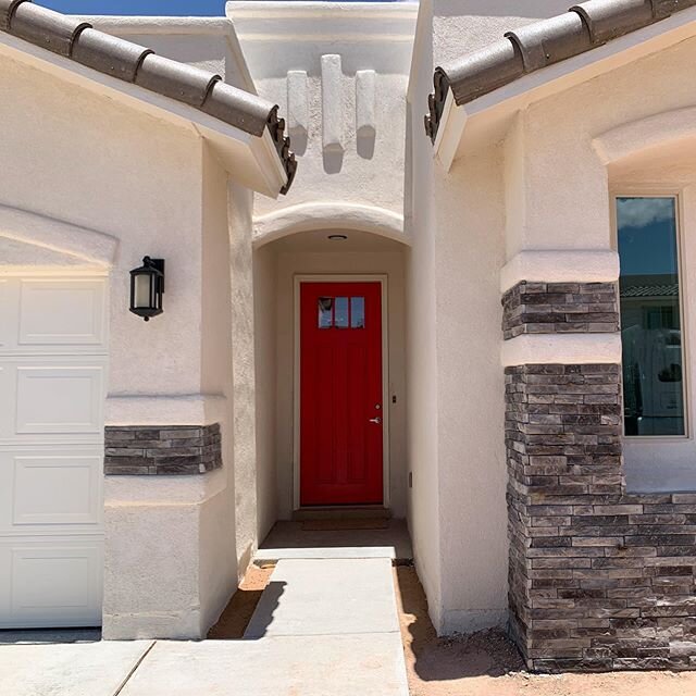 Finishing detail on this new home is a custom front door in sports car red &mdash; what a flex! 🍒🏎🧨 #designedforlife