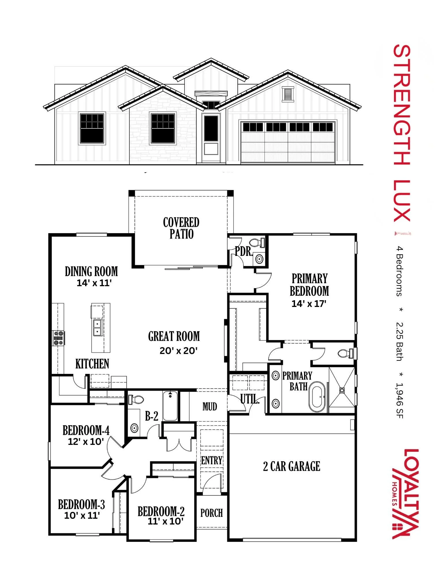  Strength Plan - 4 Beds / 2.25 Bath - 1946 SQ FT   Contact us for pricing info  