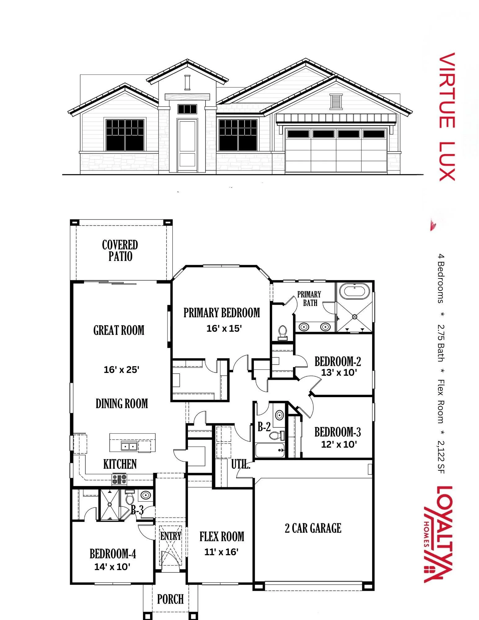  Virtue Lux Plan - 4 Beds / 2.75 Bath W/ Flex - 2122 SQ FT   Contact us for pricing info 