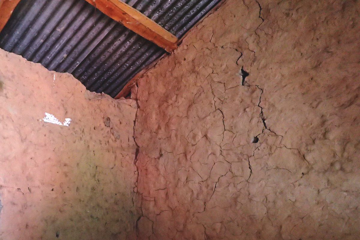 After the earthquake, locals patched up the cracks but some some still remain.