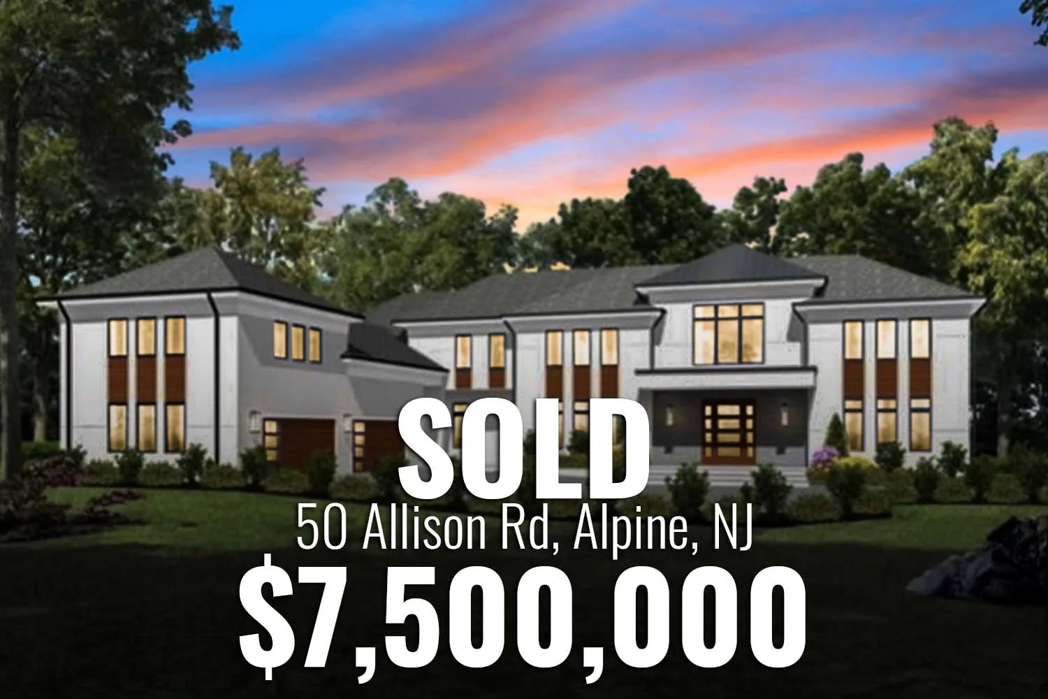 50 Allison Road in Alpine New Jersey sold for $7.5 million