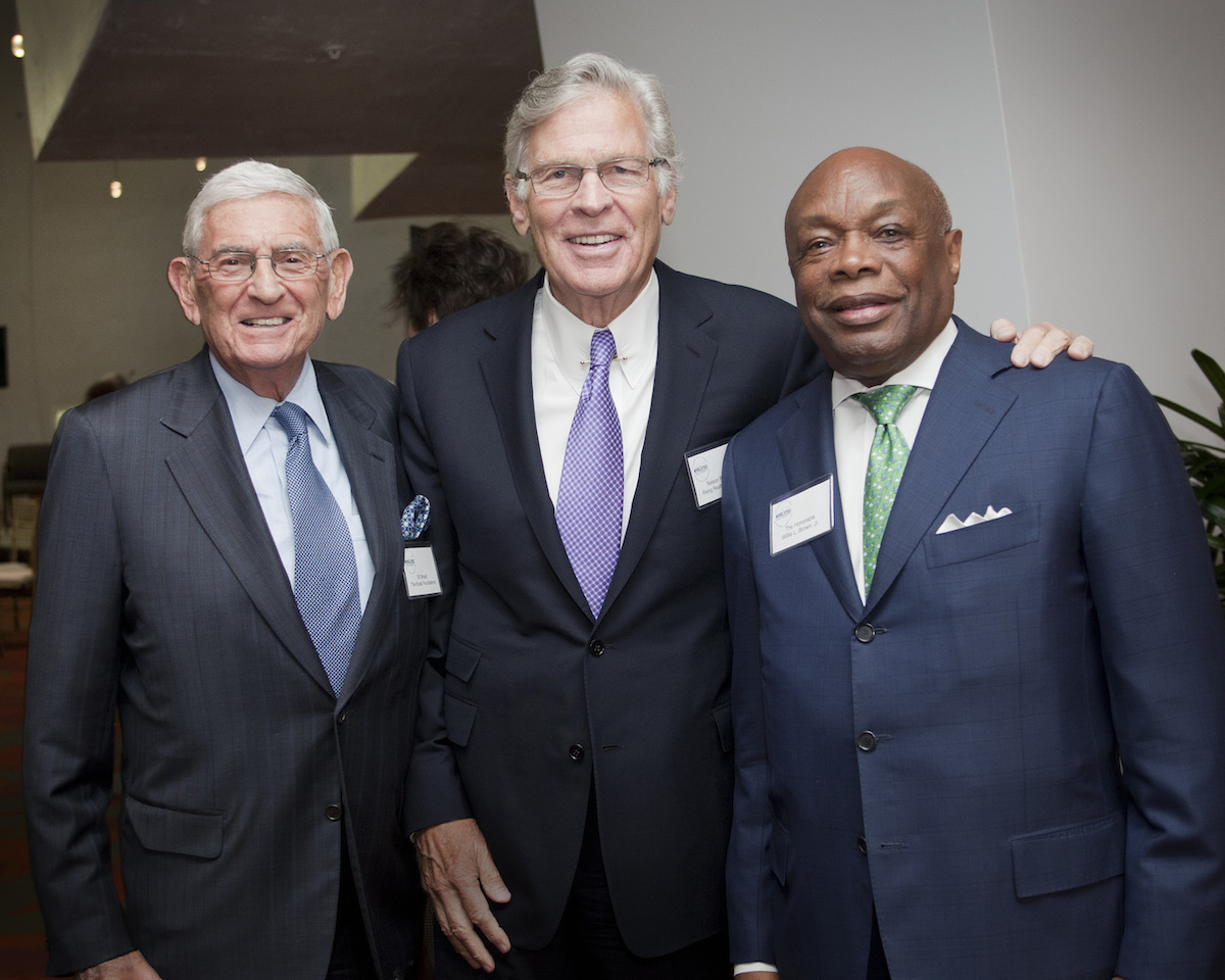 Nelson Rising with Eli Broad and Willie Brown