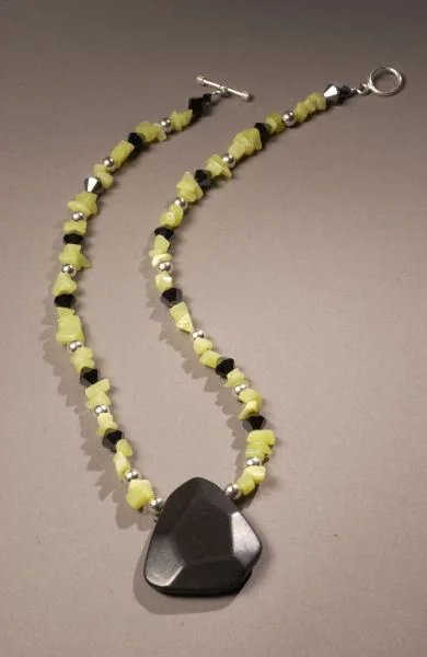 Black Stone & Green Jade Necklace