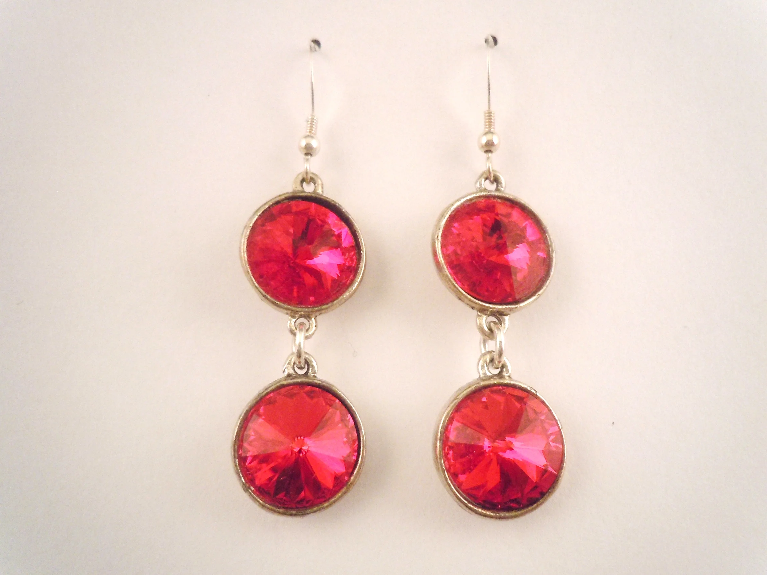 +Light Siam Double Rivoli Earrings