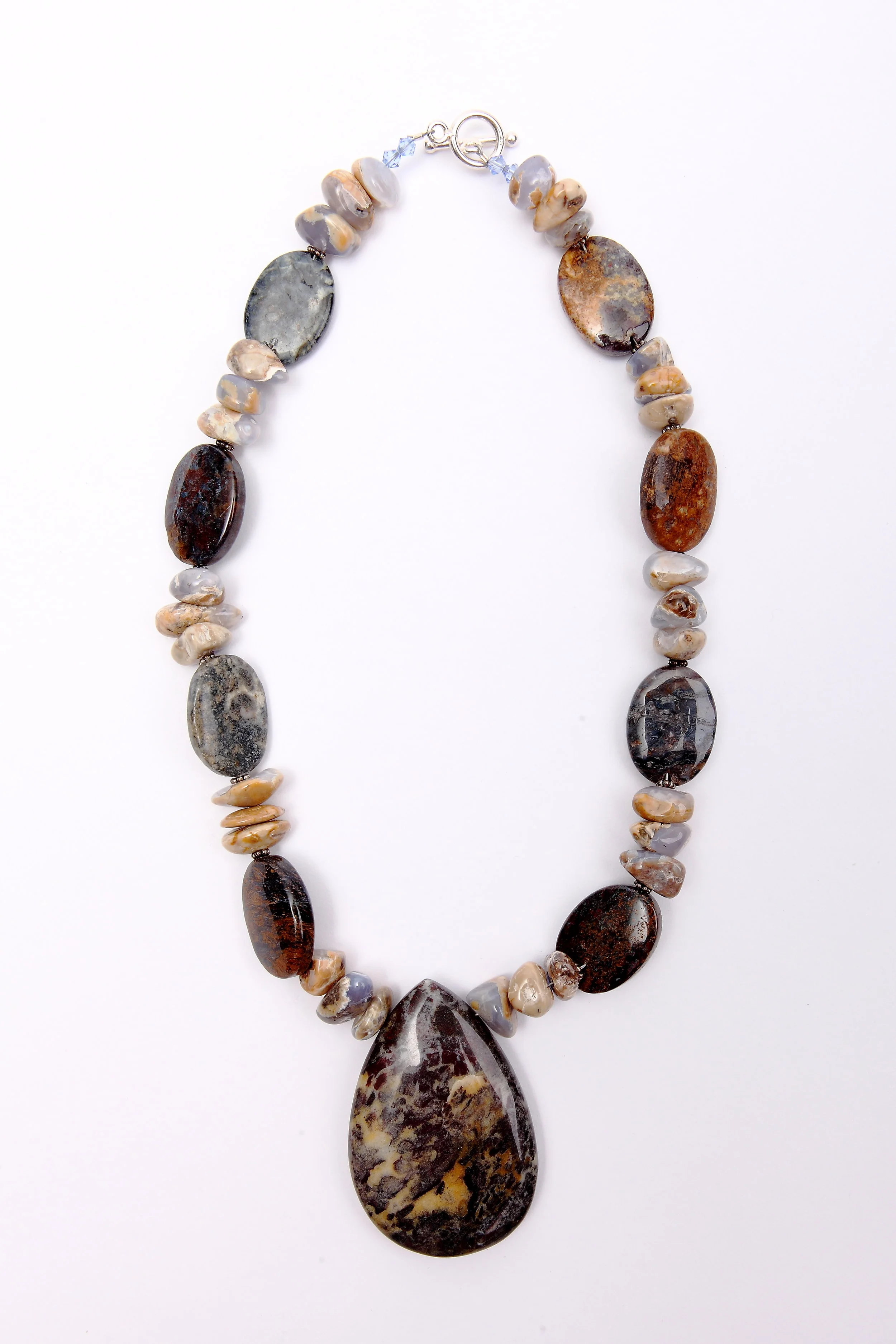 Blue, Grey Agate Necklace