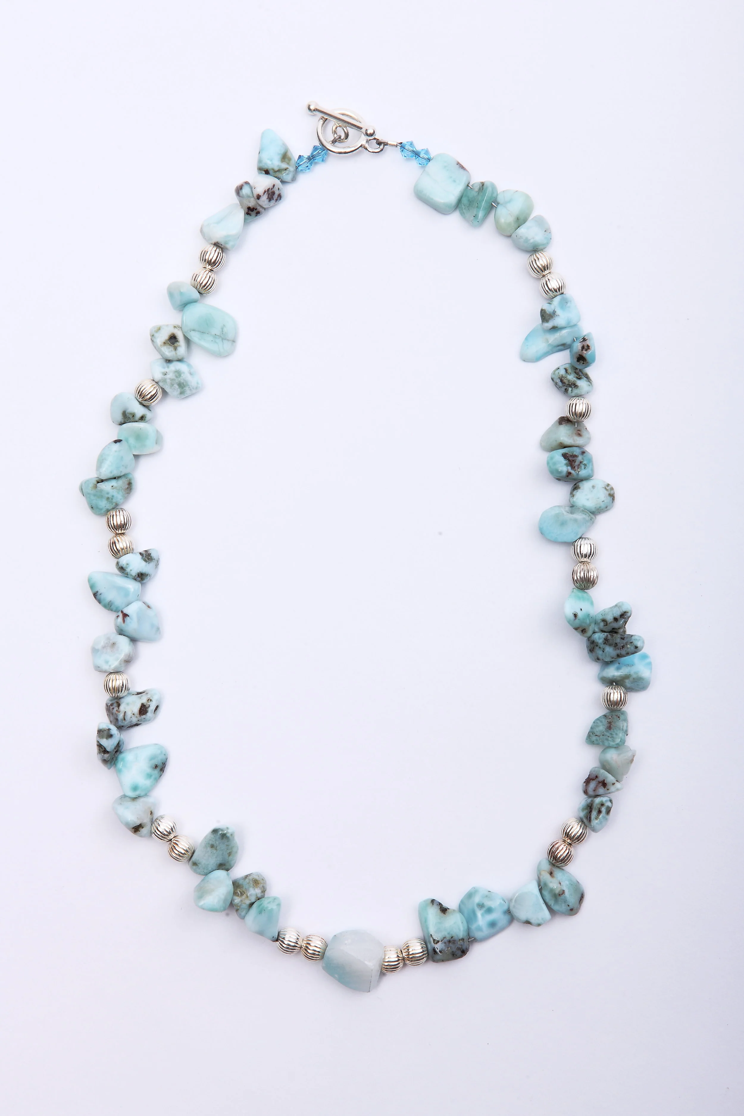 +Hemomorphite, Larimar & Sterling Silver Necklace