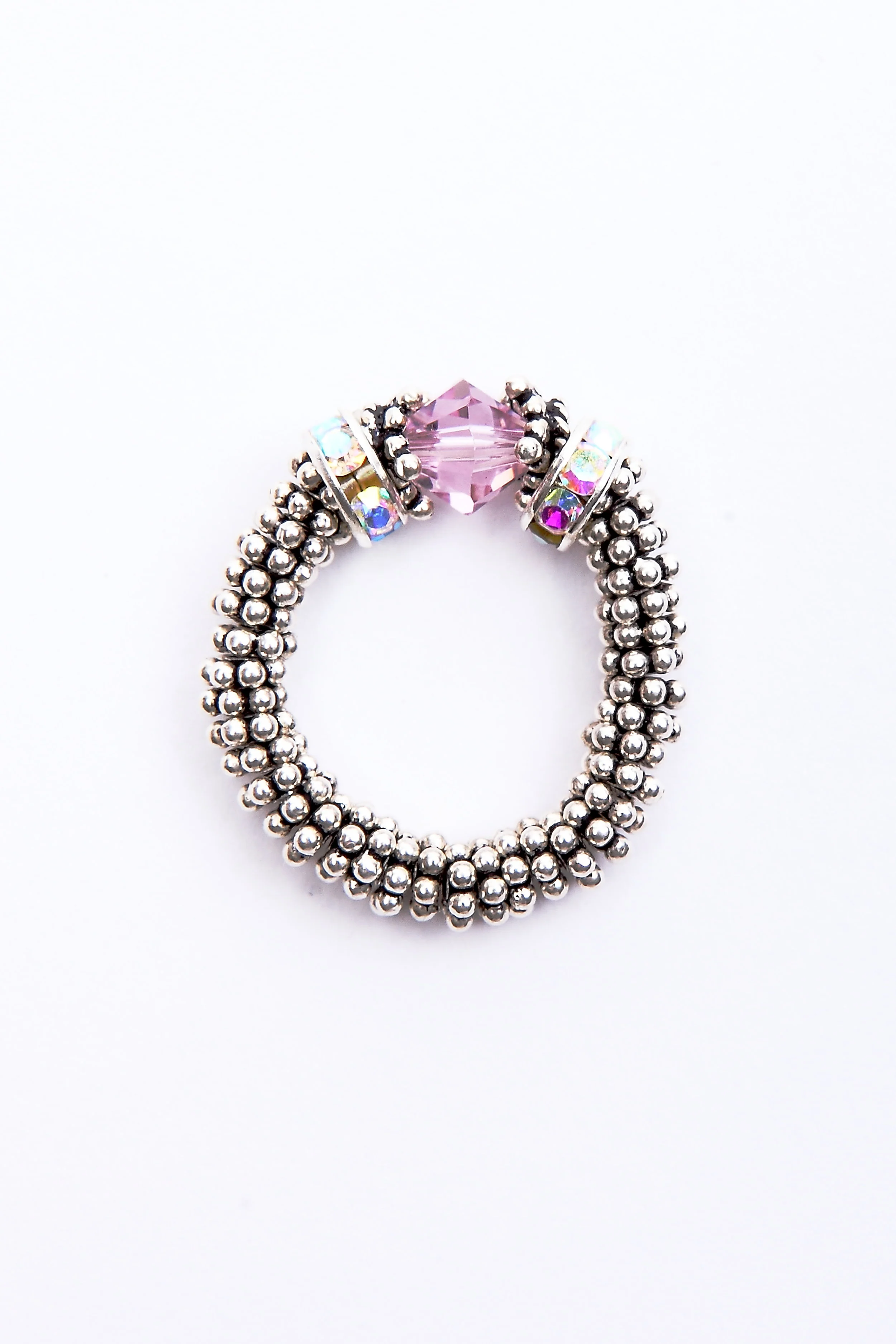 Light Amethyst Bali Silver Stretch Ring