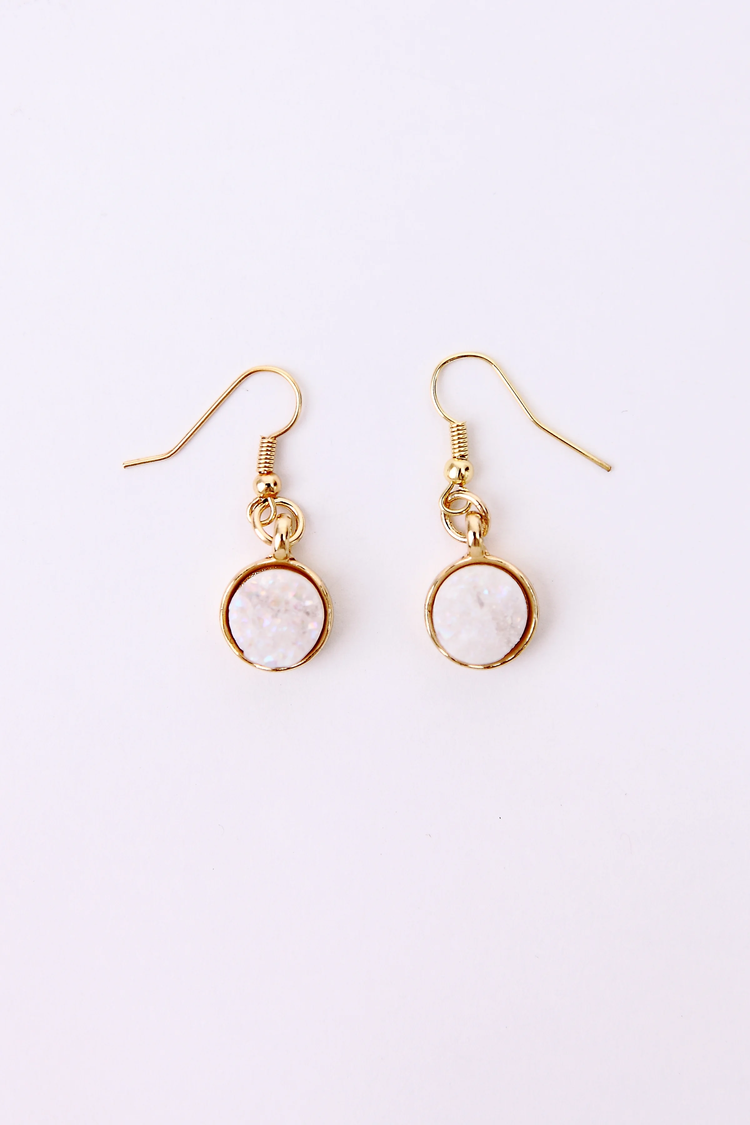 +White Druzy Quartz Earring