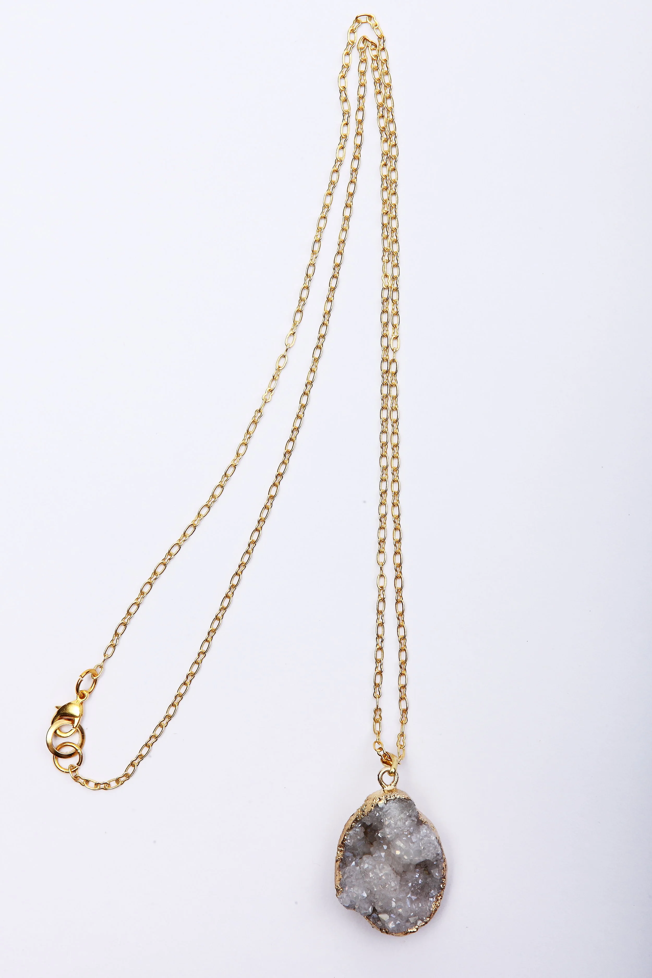 White Druzy Quartz Necklace