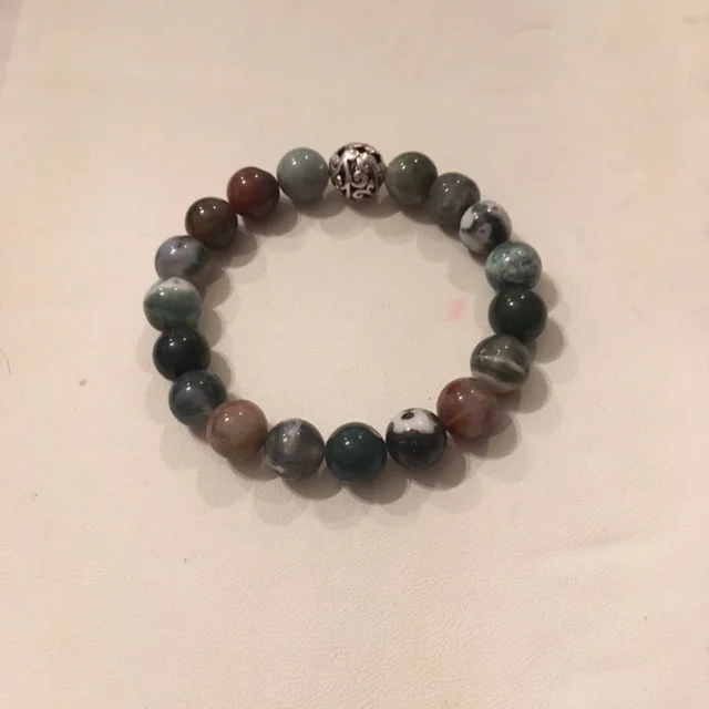Green Jasper Gemstone Stretch Bracelet