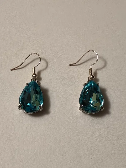 +Aquamarine Pear Shaped Crystal Earrings