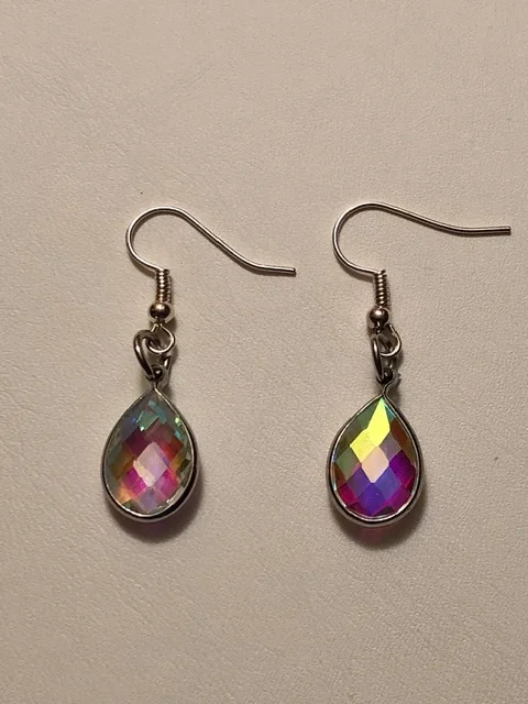+Crystal AB Pear Shaped Earrings