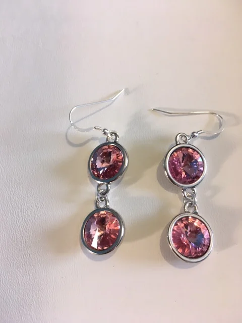 +Light Rose Double Rivoli Earrings