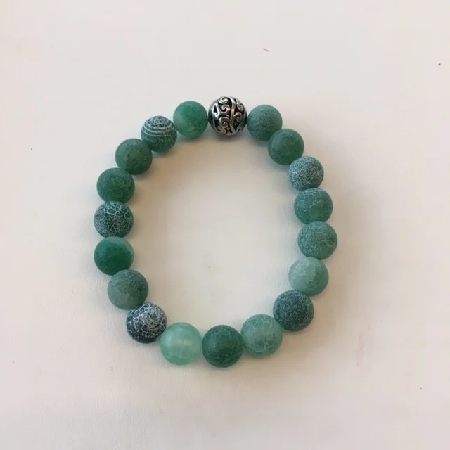 +Cracked Green Agate Gemstone Bracelet