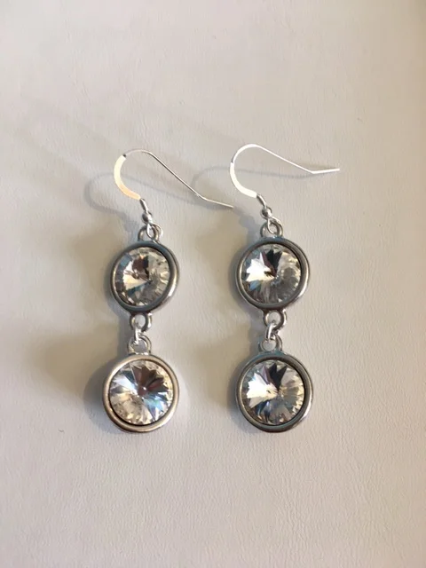 +Clear Double Rivoli Earrings