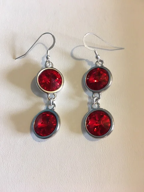 +Siam Double Rivoli Earrings