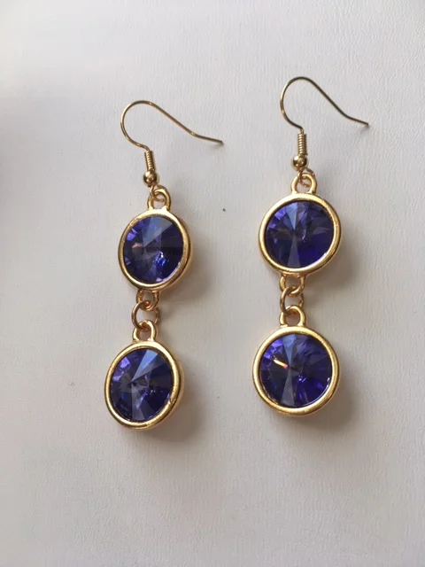+Tanzanite Double Gold Rivoli Earrings