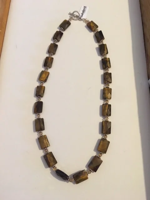 Brown Mother of Pearl Faceted Rectangle Necklace — Cindy David Designs