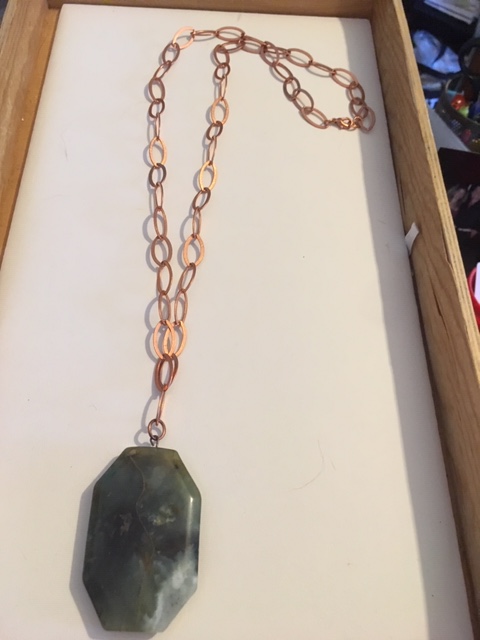 +XL Jade Pendent on Copper Chain Necklace