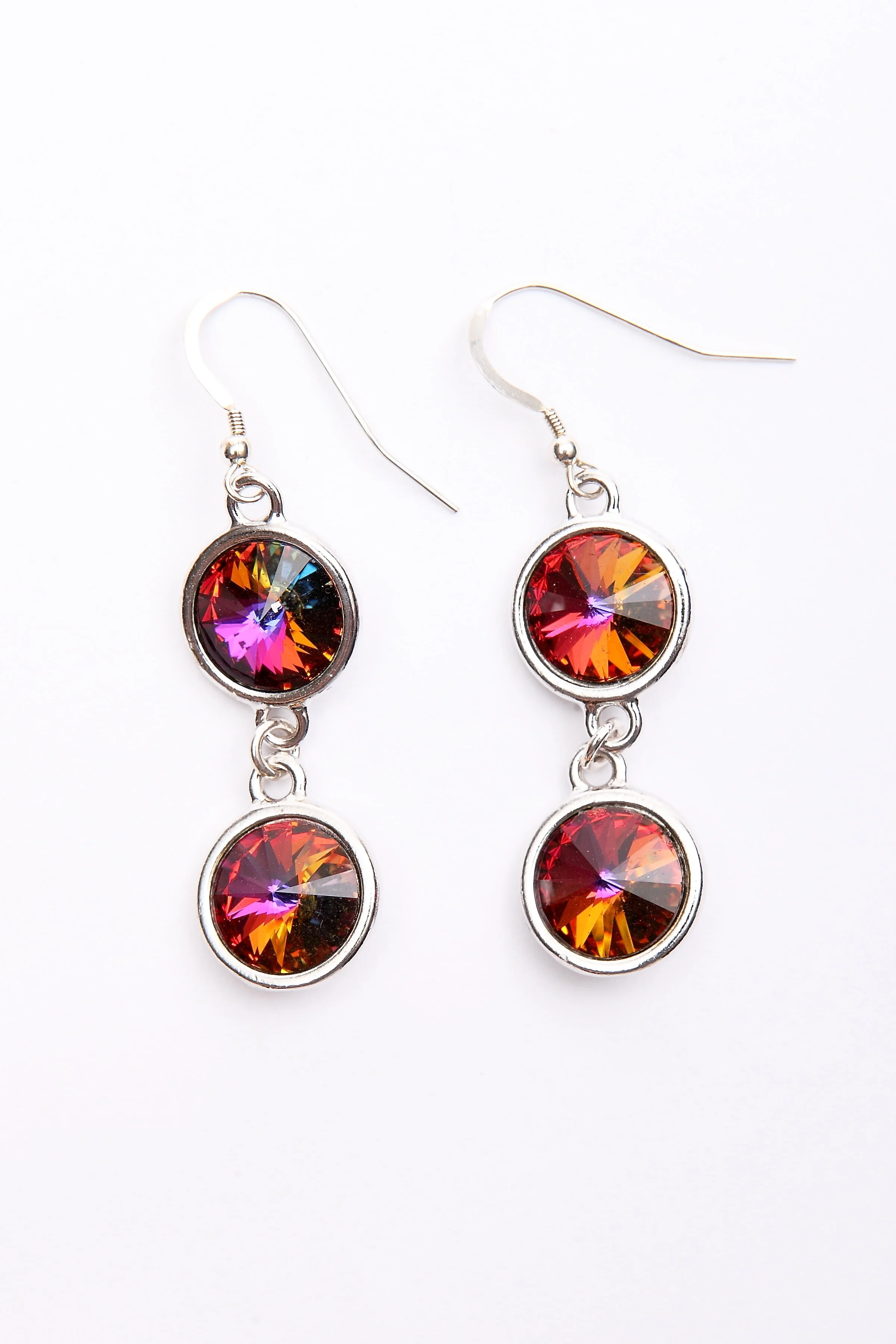 +Crystal Volcano Double Rivoli Earrings