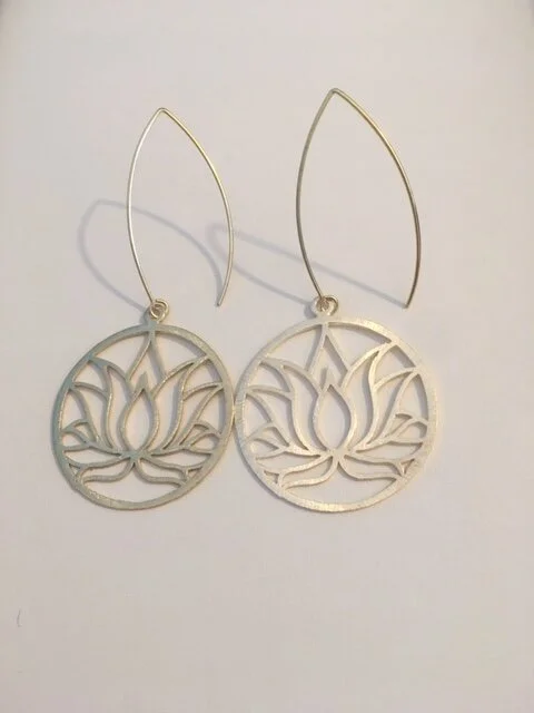 +Silver Lotus Circle Earrings