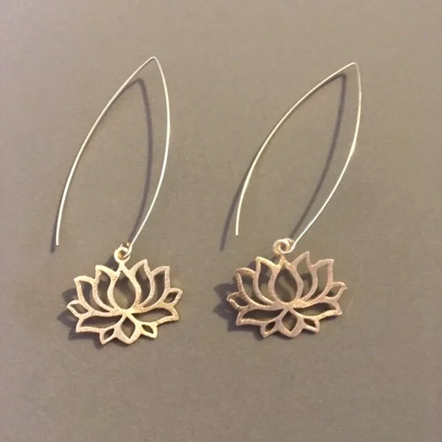 +Gold Medium Lotus Earrings