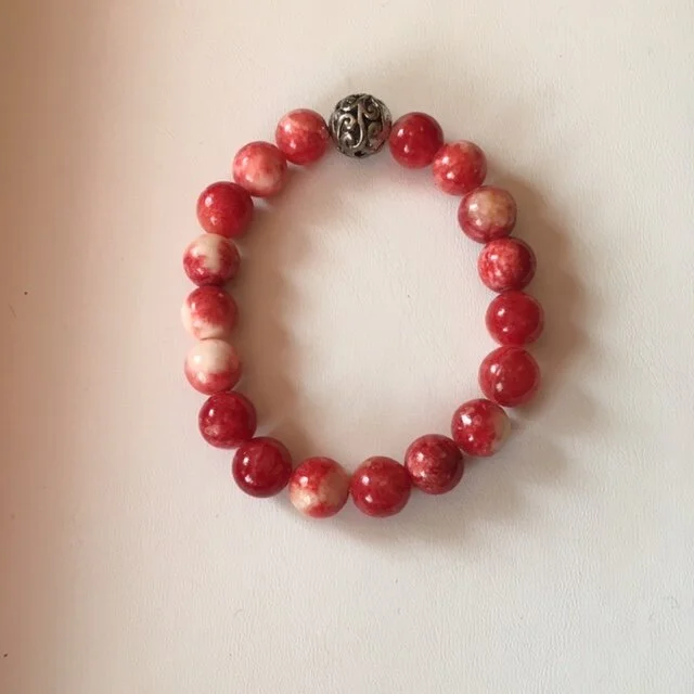 +Shades of Red Quartzite Gemstone Bracelet