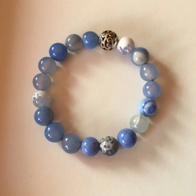 +Light Blue Agate Gemstone Bracelet