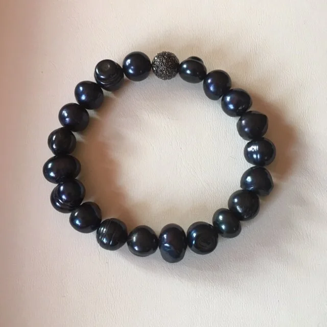 +Navy Blue Pearl Bracelet