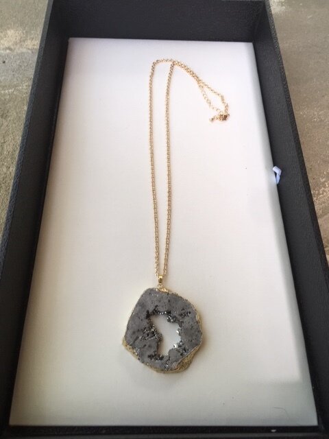 +XL Silver Druzy Necklace