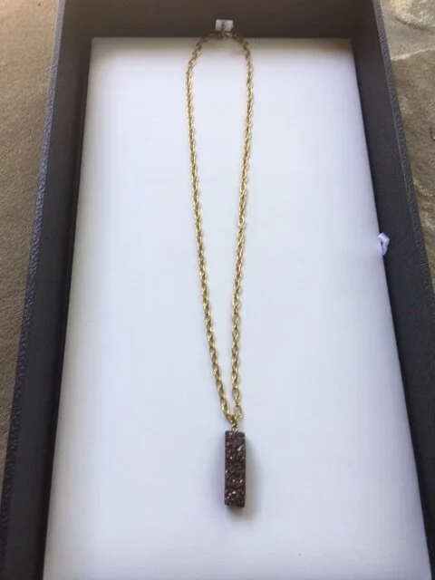 chocolate brown druzy rectangle necklace.JPG