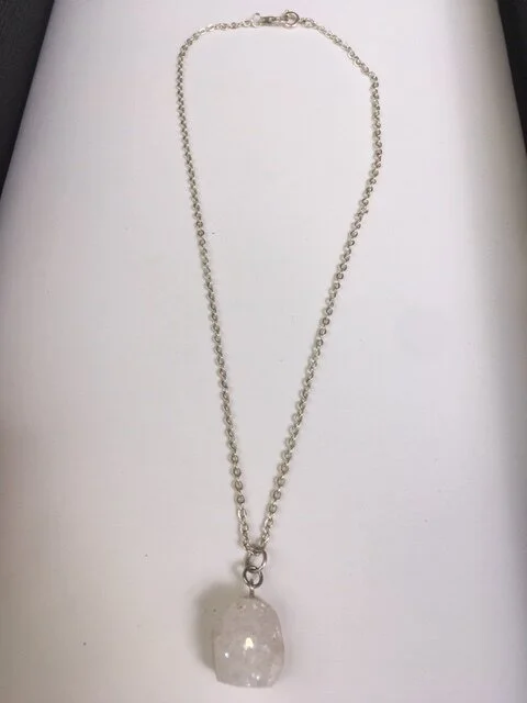 +White Druzy Nugget Necklace