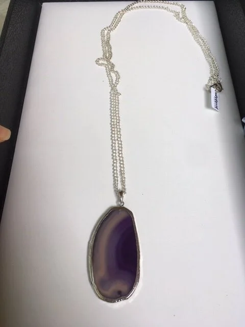 +Shades of Purple Agate Slice Necklace