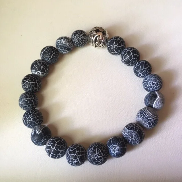 +Black Cracked Agate Gemstone