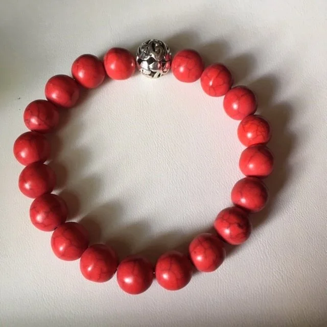 +Red Howlite Gemstone Bracelet