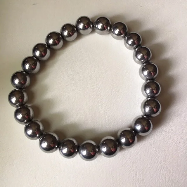 +Silver Hematite Gemstone Bracelet