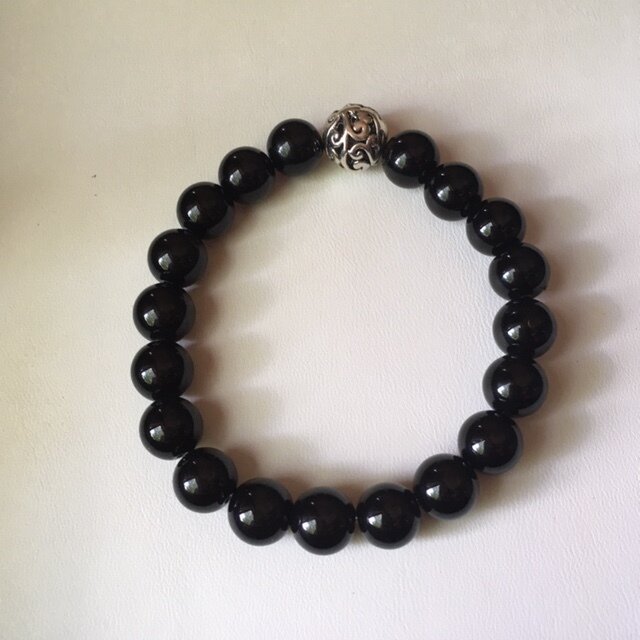 +Black Jasper Gemstone Bracelet (10mm)