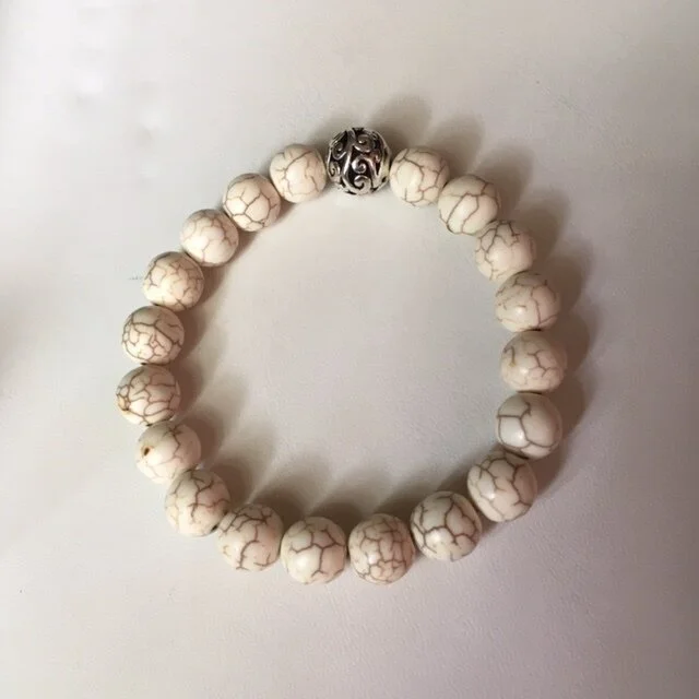 +White Howlite Gemstone Bracelet (10mm)