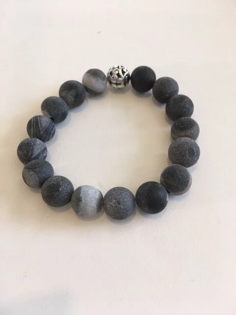 +Black and Grey Druzy Gemstone (12mm)