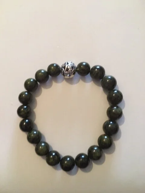 +Olive Quartzite Gemstone Bracelet (10mm)
